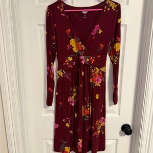 Floral Burgundy Maternity Dress